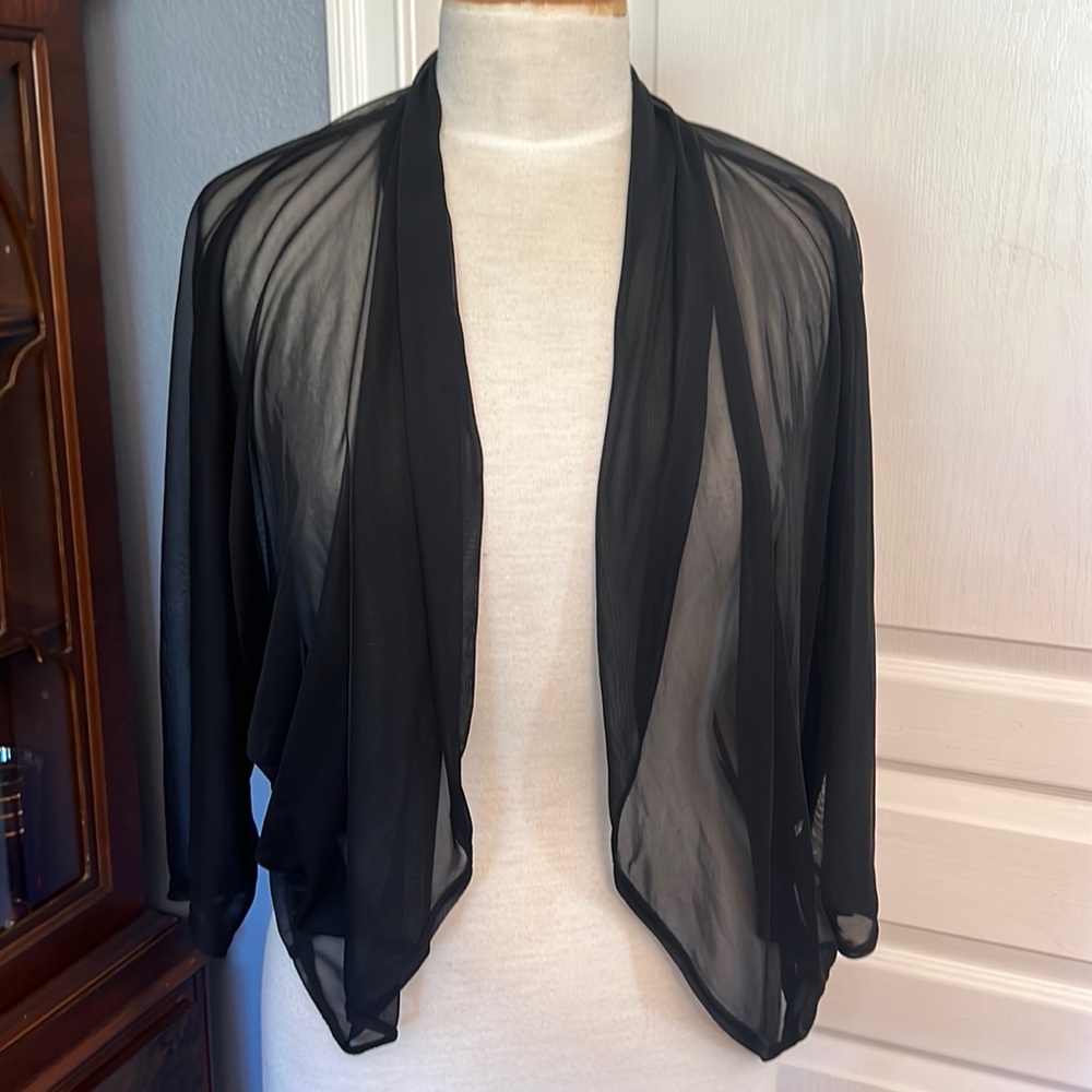 Sheer black Dressbarn XL shrug shoulder throw with sleeves